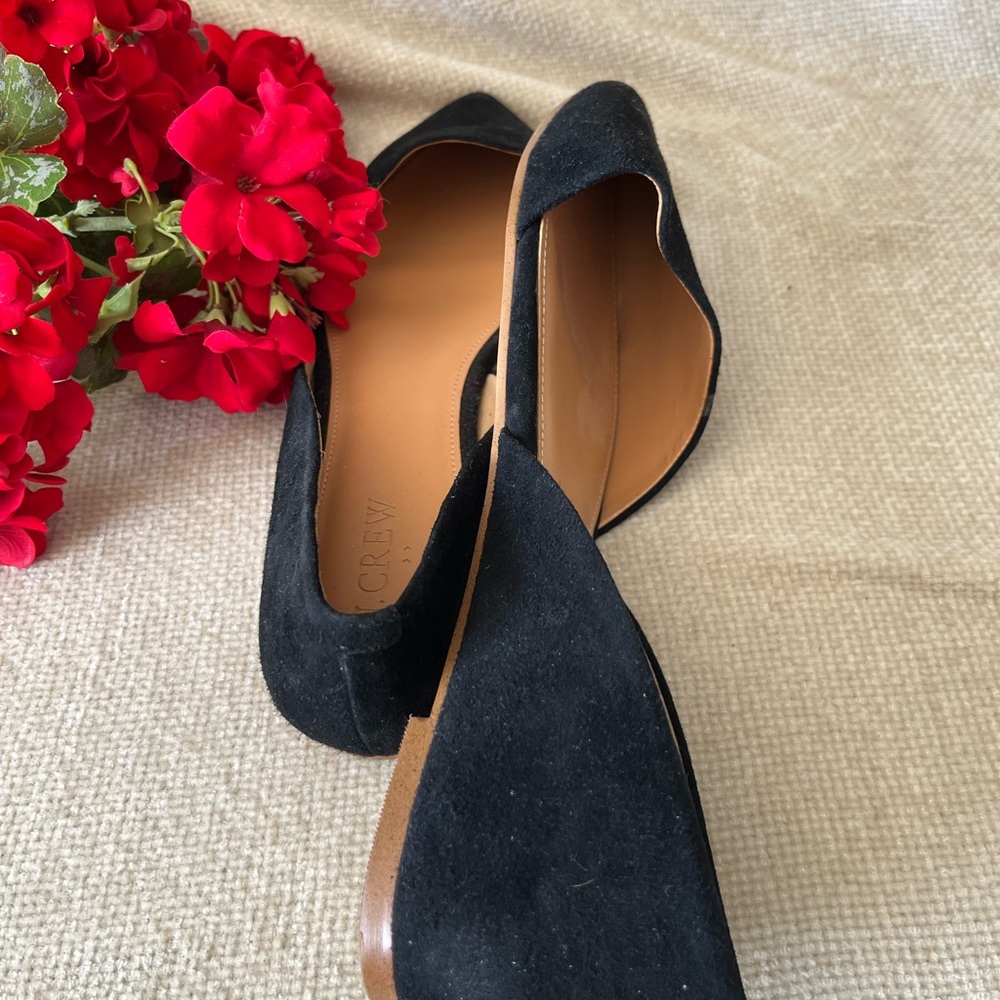 J. Crew Factory Black Suede Flats Size 10 - Picture 4 of 9